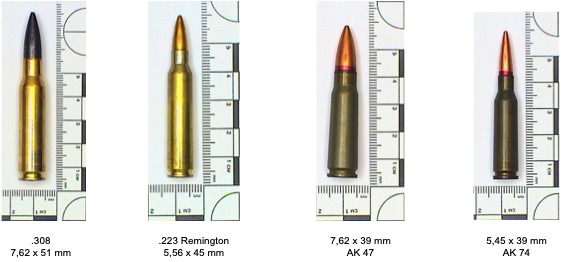 Samples of cartridges for military weapons